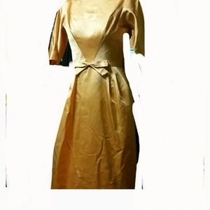 True vintage dress heavy gold satin